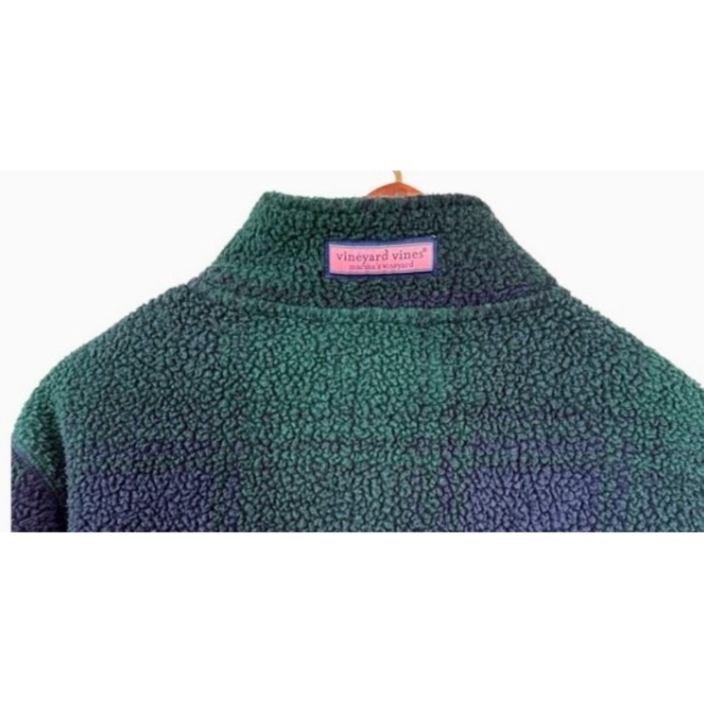 Vineyard Vines Women's Large Blackwatch Sherpa Half Zip Plaid Fleece Preppy - Picture 11 of 14